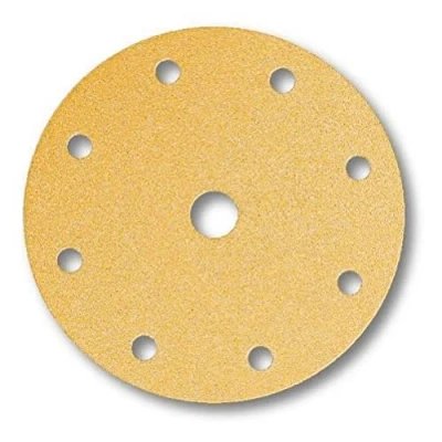 Abbildung von Mirka Gold Universal Schleifpapier Ø 150mm Klett 9 Loch, Korn P60, 50 Stk / Zum Schleifen von Gips, Spachtel, Spanplatten, Holz, Lack