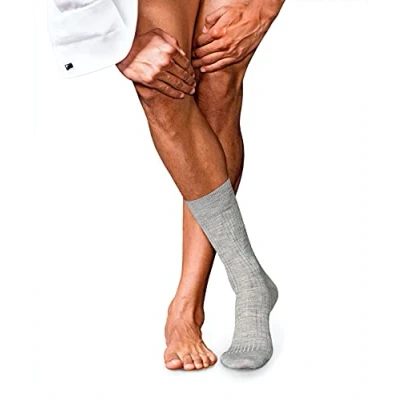 Abbildung von FALKE Herren Socken No. 7 M So Wolle einfarbig 1 Paar, Grau Light Grey Melange 3388, 43 44