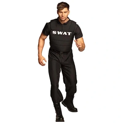 Abbildung von Boland Kostüm für Erwachsene SWAT Officer, Anzug und Weste mit Aufdruck, Polizei, Special Agent, Set, Karneval, Mottoparty