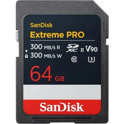 Abbildung von SanDisk Extreme PRO 64 GB SDXC UHS II Karte,bis zu 300 MB/s Lesegeschwindigkeit &amp; Schreibgeschwindigkeit, V90, 8K