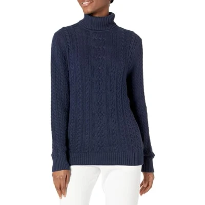 Abbildung von Amazon Essentials Damen Leichter Rollkragenpullover Mit Zopfmuster (Erhältlich In Übergröße), Marineblau, L