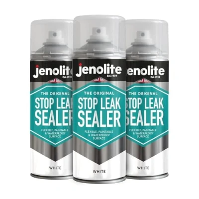 Abbildung von JENOLITE Stop Leak Dichtungsspray WEIß 3x400 ml Wasserdichtes Leckversiegelung für Dachrinnen und Flachdächer Dachrinnenversiegelung, Dachreparatur, Flachdachreparatur