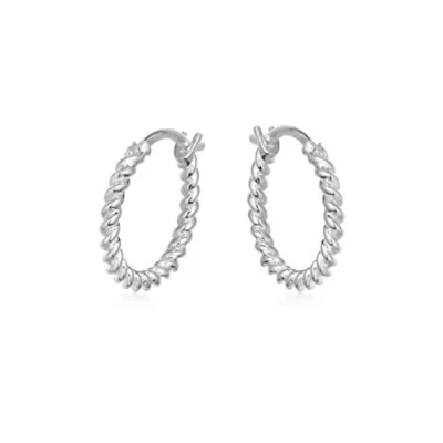 Abbildung von Brandlinger ® Ohrringe Silber 925 klein, gedreht. Schmuck Damen vergoldet mit 18 Karat (Silber und Gold) für Frauen Mädchen. Durchmesser der Creolen 11,5mm.