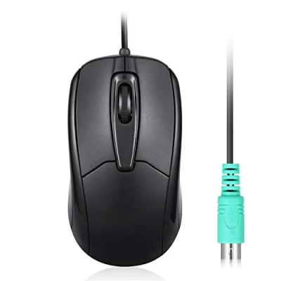 Abbildung von Perixx 10442 Perimice 209 P Kabelgebundene PS2 Maus mit Scrollrad und optischer Auflösung 1000 DPI für Computer, 1,8 m Kabel, Schwarz