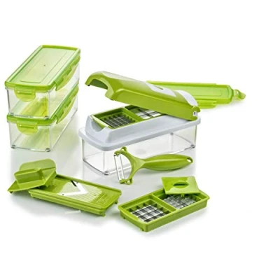 Abbildung von Genius Nicer Dicer Smart 13 Teile Gemüseschneider Zwiebelschneider Schneiden / Würfeln Hobeln Stifteln Schälen Aufbewahren Mandoline Multischneider Gemüsehobel Obstschneider NEU
