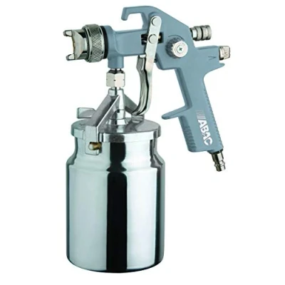 Abbildung von ABAC Lackierpistole G 551A, Druckluft Farbsprühgerät, Spritzpistole/Sprühpistole mit 1 L Saugbecher, Ø 1,5 mm Spritzdüse, Rund oder Flachstrahl, max. Druck 4 Bar
