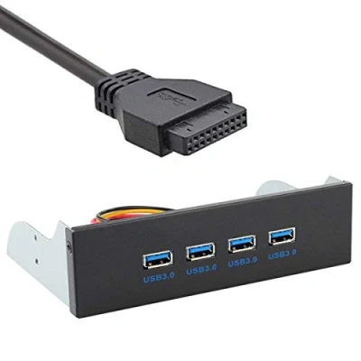Abbildung von chenyang USB 3.0 HUB 4 Ports Frontplatte auf Motherboard 20Pin Adapter mit SATA Stromkabel für 5.25&quot; CD ROM Bay