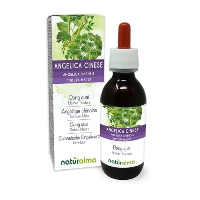 Abbildung von Chinesische Engelwurz oder Dong Quai (Angelica sinensis) Wurzeln Alkoholfreier Urtinktur Naturalma Flüssig Extrakt Tropfen 120 ml Nahrungsergänzungsmittel Veganer