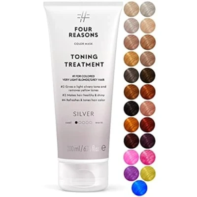 Abbildung von Four Reasons Haartönung Conditioner Silber Natürliche Spülung und Intensivtönung für Haare Semi permanente Haarfarbe in Grau Intensive &amp; Schonende Farben Tönung