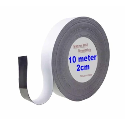 Abbildung von TUKA 10m x 20mm 1mm Magnetband Wiederbeschreibbar, Kennzeichnungsband für Lagerkennzeichen, Whiteboard, Kühlschrank, Magnettafeln usw. Beschreibbar Abwichbar Zuschneidbar, Weiß TKD9046 white 2cm