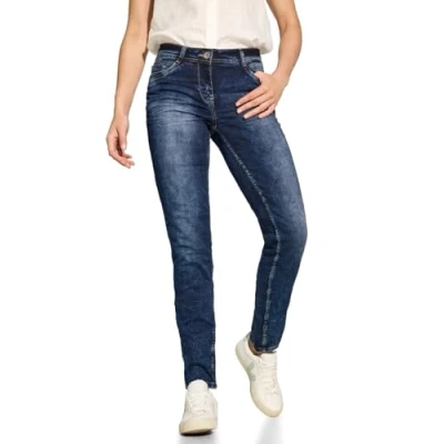 Abbildung von CECIL Damen Style Scarlett 1 knopf 59 Jeans Casual Fit, Mid Blue Wash, 28W / 28L EU