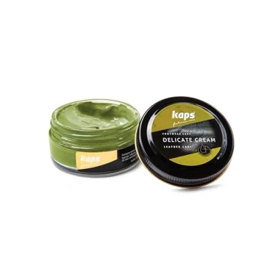 Abbildung von Kaps Professional Schuhpflege Delicate Cream Schuhcreme &amp; Pflegemittel zur Reinigung und Auffrischung von Naturleder Synthetik (50ml) (132 Inselgrün)