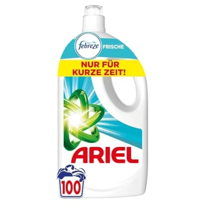 Abbildung von Ariel Flüssigwaschmittel, 100 Waschladungen Universal+ Waschmittel, Mit der Frische von Febreze, Kraftvolle Fleckenentfernung schon ab 1. Wäsche