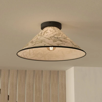Abbildung von EGLO Deckenleuchte »OXPARK«, 1 flammig, Leuchtmittel E27 ohne Leuchtmittel, Deckenleuchte, Japandi Design, Wohnzimmerlampe, Textil, Bambusblätter