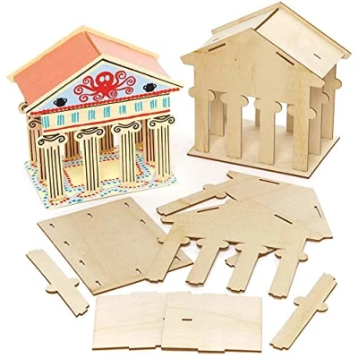 Abbildung von Baker Ross FE455 Holz Bastelset griechischer Tempel, 2 Stück, für Kinder zum Dekorieren und Ausstellen, Lernaktivität Kinder, Mittel
