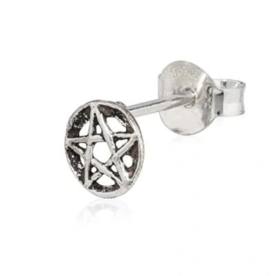 Abbildung von NKlaus Einzelohrstecker Pentagramm 925 Silber Antik Oxidiert 6mm Klein Ohrring 12909