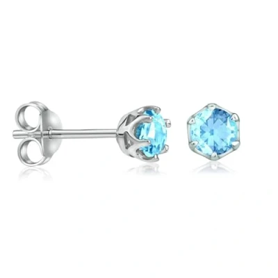 Abbildung von SILVEGO Damen Ohrringe aus 925 Sterling Silber Ohrstecker mit echtem blauem Topas Swiss 4 mm