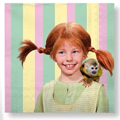 Abbildung von Pippi Langstrumpf Servietten 20 Stück // Partyzubehör Dekoration