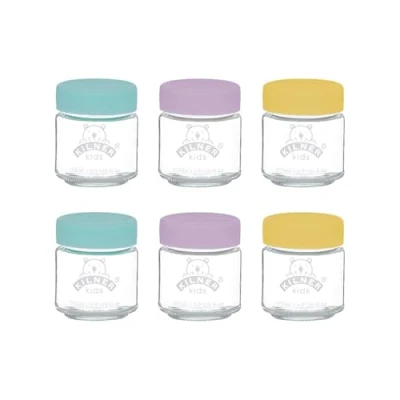 Abbildung von Kilner Babygläser mit Silikondeckel, Behälter zum Einfrieren oder Erwärmen von Babynahrung, Gefrier und mikrowellengeeignet, Vorratsdosen Glas Deckel Selbstbefüllen, 6 x 190 ml