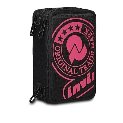 Abbildung von Invicta Federmäppchen, Mäppchen, mehrfarbig, Federtasche für Schreibwaren, Etui mit Stiften, Kugelschreiber, &amp; mehr, 3 Fächer, Mädchen Jungen, Schule Grundschule, XXL, LOGO