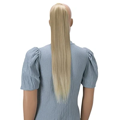 Abbildung von CAISHA 60cm Zopf mit 2 Bändern Pferdeschwanz Langhaar Extensions Haarverlängerung Haarteil Glatt Hellblond Mix HC12