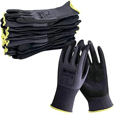 Abbildung von NITREX Unigloves 270NFG Wiederverwendbare Handschuhe mit Schaumstoff Nitril Handflächenbeschichtung, Nylonfutter und verbesserter Griffabdeckung auf der Handfläche, Grau/Schwarz