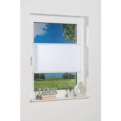Abbildung von K Home Klemmfix Plissee Weiß 25 x 130 cm (B L) Lichtschutz +++ Moderne Crushed Optik
