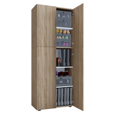 Abbildung von VCM Schuhschrank »VCM Holz Maße: B. 70 x H. 184 T. 40 cm Allzweckschrank 5 Fächer 4 Drehtüren Lona« 1 Stk. tlg.