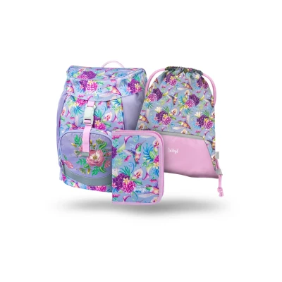 Abbildung von Baagl 3 Set Ergonomische Schulranzen für Kinder, Größe: One Size, Violett