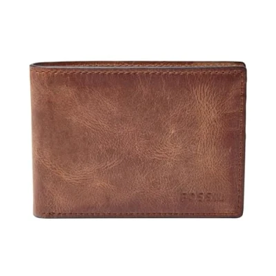 Abbildung von Fossil Brieftasche für Herren Derrick, 100% Leder Bifold braun 11 cm L x 1,5 B 7,5 H ML3709200