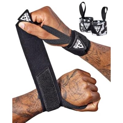 Abbildung von PULLUP &amp; Dip Wrist Wraps Handgelenk Bandagen für Fitness, Calisthenics, Crossfit, Bodybuilding Krafttraining, Profi Sportbandagen Stabilisierend Schützend, (Pullup Branding)