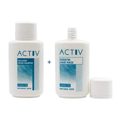 Abbildung von Luttmann GFH ACTIV Pflegeset Echthaar Perücken Collagen Cream Shampoo + Keratin Hair Mask Extensions Haarverlängerungen Toupets Haarteile