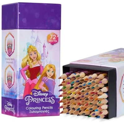 Abbildung von Disney Princess Buntstifte Kinder, 72 Stück Stitch Holzstifte Farbstifte Colored Pencils Mitbringsel Kinder Mädchen (Violett Prinzessin)