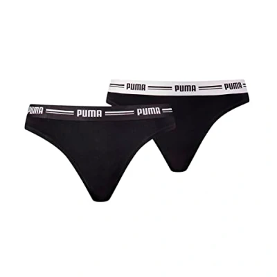 Abbildung von Puma Damen Iconic Women&#039;s String (2 Pack) Thong Panties, Black, M EU