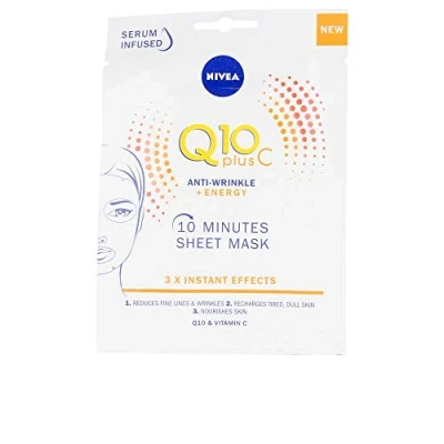 Abbildung von NIVEA Q10 Energy mascarilla de Tejido con vitamina C (1 ud), antiarrugas 3 efectos instantáneos, facial coenzima y