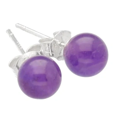 Abbildung von Amethyst Ohrstecker Edelstein Ohrringe Kugel/Perle 6 mm Durchmesser 925er Silber