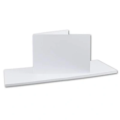 Abbildung von 50x Falt Karten DIN A6 Langdoppel Hochweiß 10,5 x 14,8 cm blanko quer doppelte Faltkarten FarbenFroh by Gustav Neuser®