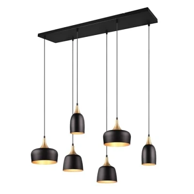 Abbildung von Trio Leuchten Pendelleuchte Chiraz 310500632, Metall Schwarz matt/goldfarbig, exkl. 6x E14