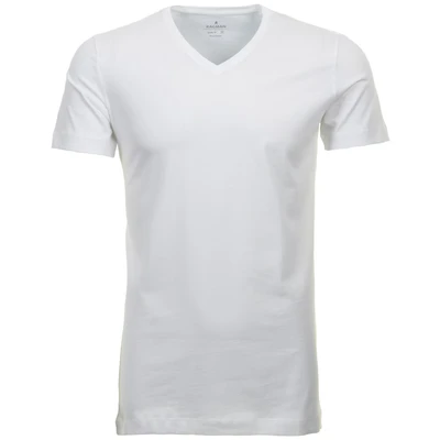Abbildung von Ragman Herren 2 T Shirt Doppelpack Bodyfit mit V Ausschnitt, Weiß, S