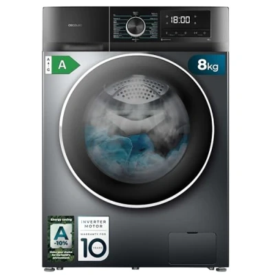 Abbildung von Cecotec Waschmaschine 8 Kg Carga Frontal Bolero Dresscode 8500 Inverter Steel A. 1900 W, 1400 rpm, Motor Plus, Bajo Consumo, 16 Programas, SteamMax, Delay Start, Stahl