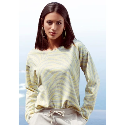 Abbildung von Lascana Sweatshirt, Damen, Größe: 40/42, Hellgelb hellgrau gemustert