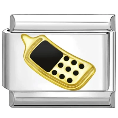 Abbildung von Quiges 9mm Italian Style Charm Modul Edelstahl Gold Zirkonia Delphin für Italienische Armbänder