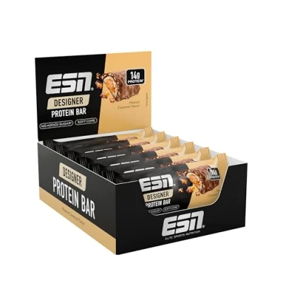 Abbildung von ESN Designer Bar Box, Peanut Caramel, 12 x 45 g, der ideale Snack mit bis zu 14 g Protein pro Riegel made in Germany