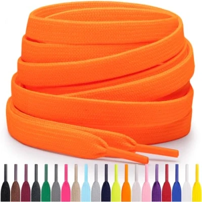 Abbildung von Miscly Flache Schnürsenkel, in verschiedenen Längen und Farben erhältlich (69 cm, Neonorange)