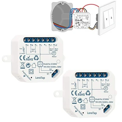 Abbildung von LoraTap Elektrischer Rolladenaktor für Smart Home: WLAN Rolladensteuerung, kompatibel mit Alexa &amp; Home Assistant, intelligenter Jalousieaktor, 2er