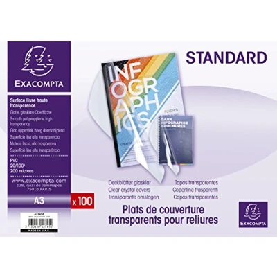 Abbildung von Exacompta 42745E Einbanddeckel (PVC, DIN A3) 100 Stück transparent