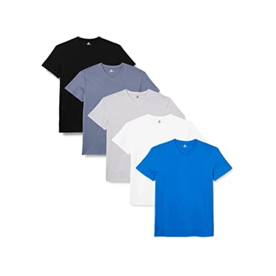 Abbildung von Lower East Herren T Shirt (5er Pack), S Weiß/Hellgrau Melange/Olympiablau/Folkstone grau/Schwarz