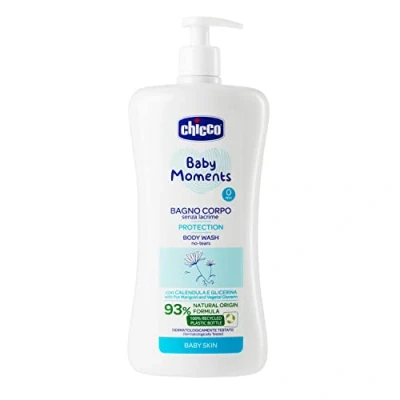 Abbildung von Chicco Baby Moments Körperbad ohne Tränen, Schaumbad für Kinder, mit natürlicher Formel, Ringelblumenextrakt, beruhigende Eigenschaften, 0+ Monate 750 ml