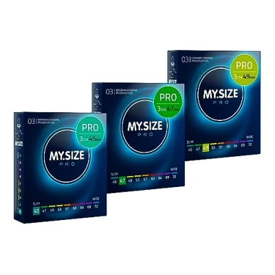 Abbildung von MY.SIZE PRO Kondomset Größe 0,1,2 45,47,49mm, 3x3 Stück Die neue Generation Kondome
