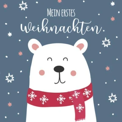 Abbildung von Mein erstes Weihnachten: Erinnerungsalbum / Eintragebuch Gästebuch für das erste Weihnachtsfest mit Baby &amp; als Familie. Eisbär im Schnee